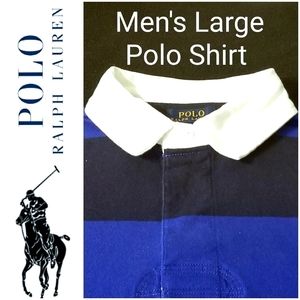 🆕️ Polo Ralph Lauren Blue Stripe Large Polo Shirt